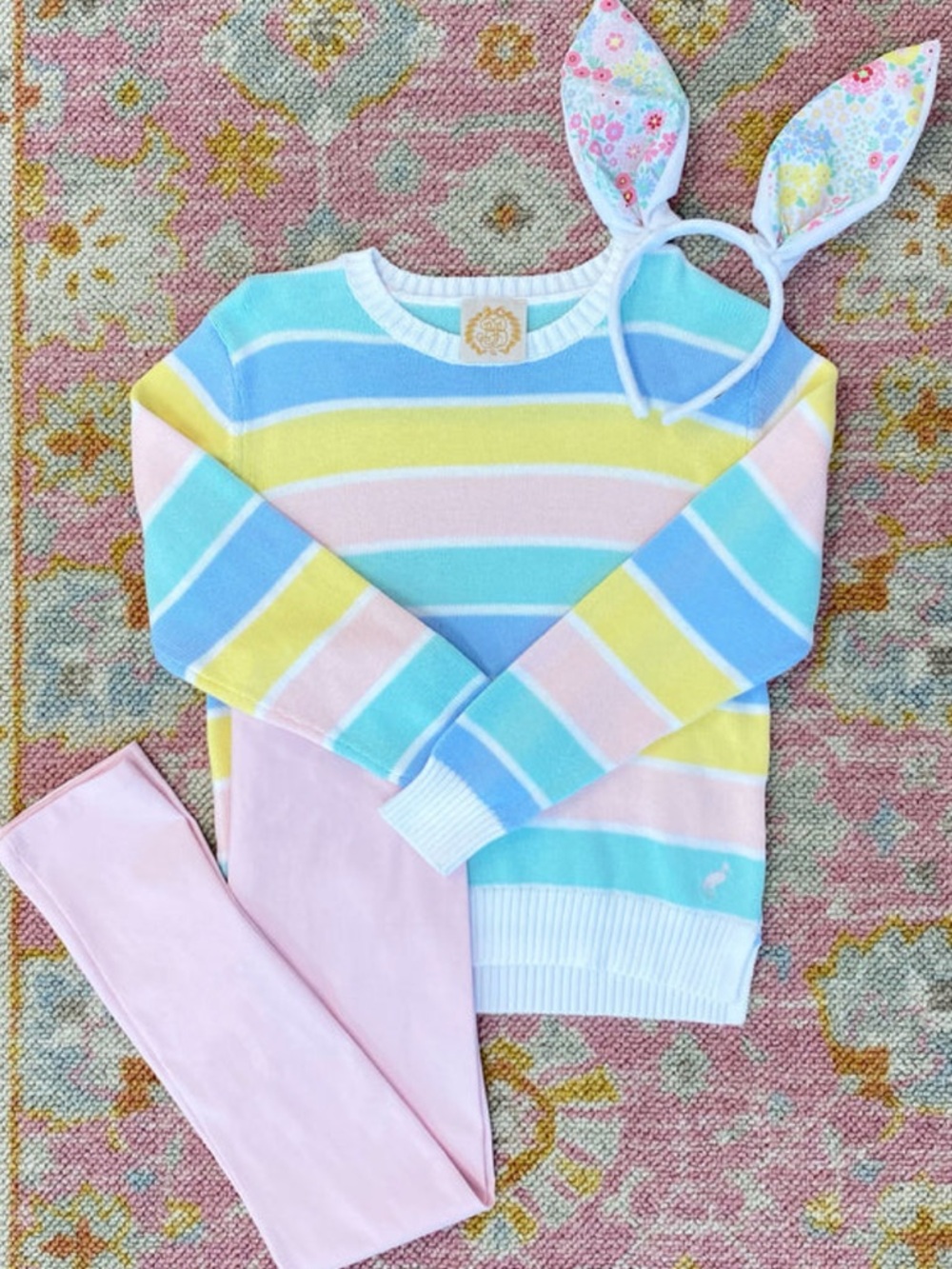 🆕 Beaufort Bonnet Company Cissy Sweater Siesta Key Stripe Palm Beach Pink 18 24